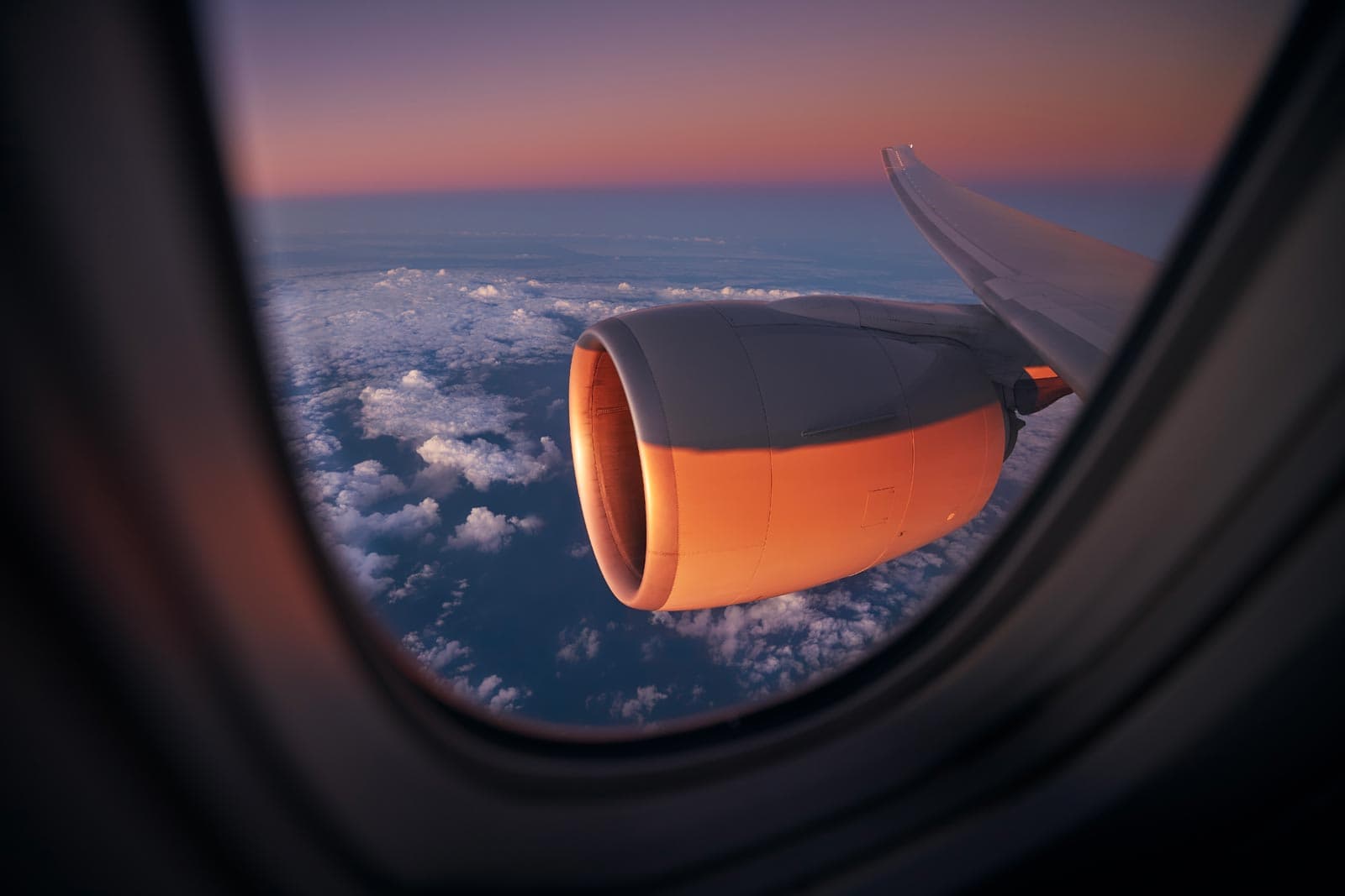View from an airplane window during flight